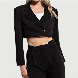 Edit by Nine RT: $78 Women's Black Katie Cropped Blazer gray size Large